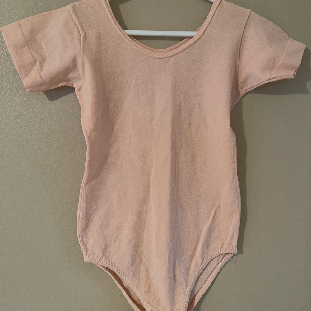 Vintage Danskin Girls Leotard Size 6X–7 Pink Short Sleeve Ballet Dancewear